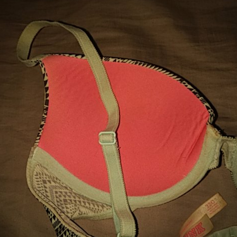 Victoria Secret Pink Padded Bra Black/Teal 32C - Picture 5 of 6